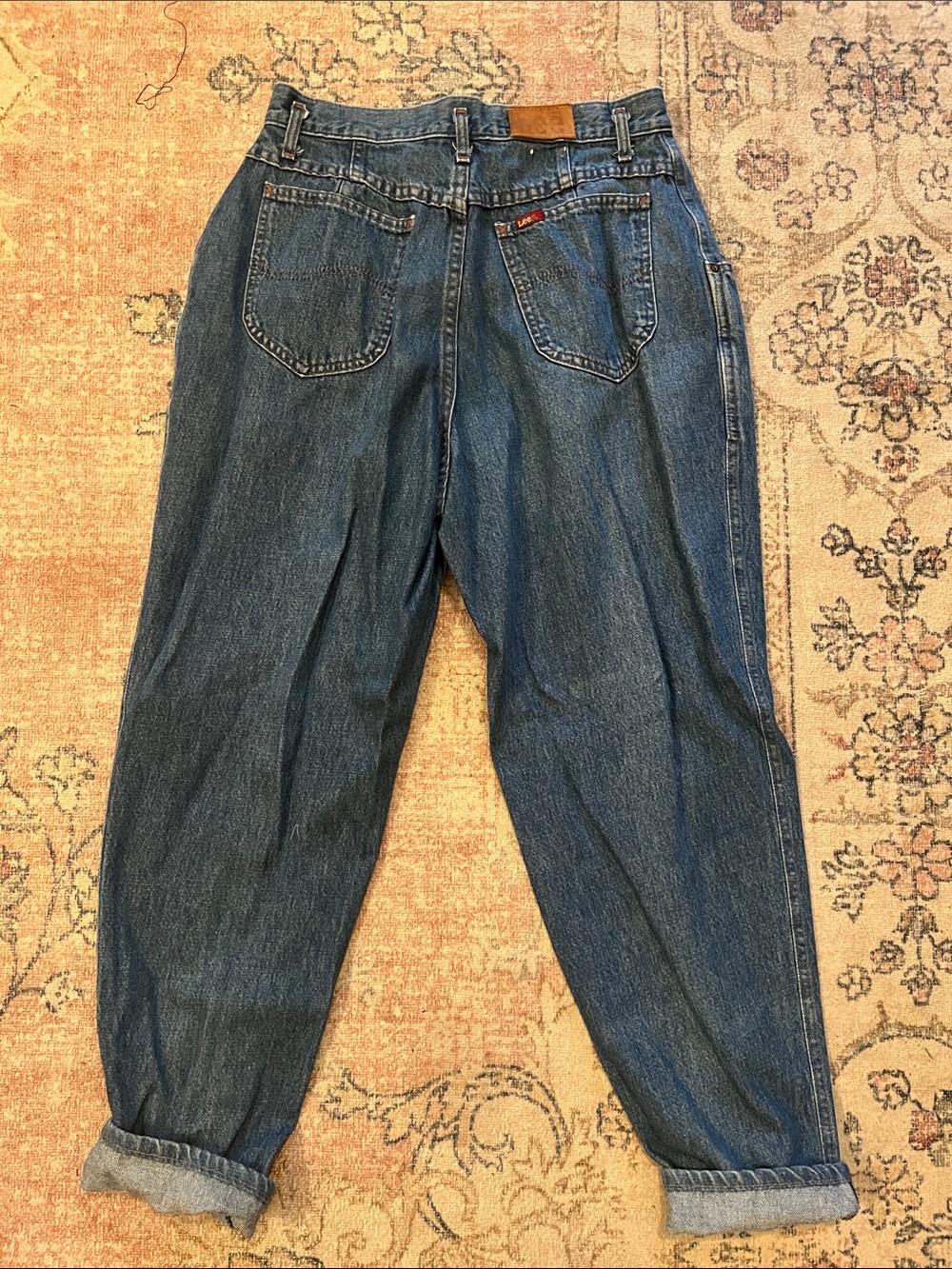 Lee Classic Blue Denim Jeans with Brown Patch